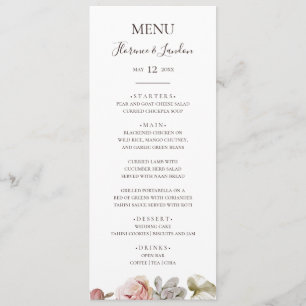 Floral flush moderne   Menu Dîner Mariage