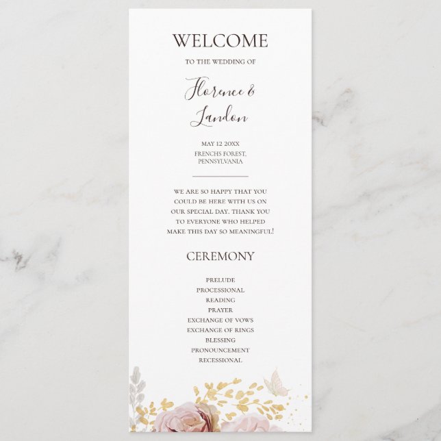 Floral flush moderne | Programme de mariage (Devant)