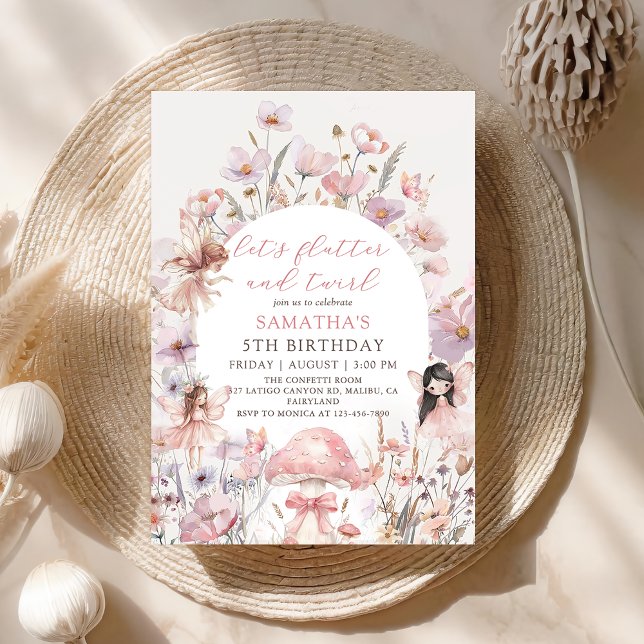 Floral Flutter and Twirl Fairy Birthday Invitation (Créateur téléchargé)
