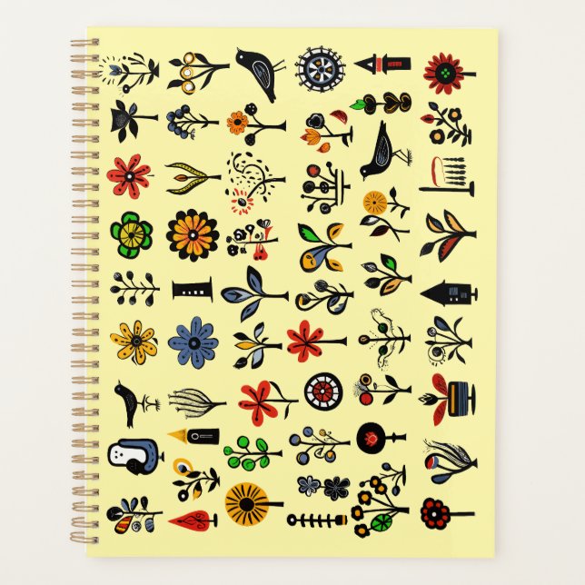 Floral folk coloré et oiseaux (Devant)