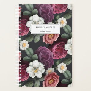 Floral foncé sur noir Planificateur personnalisé