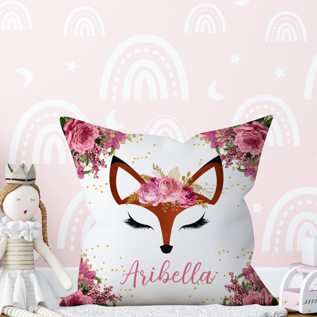 Floral Fox Princess Face Coussin réversible (Créateur téléchargé)