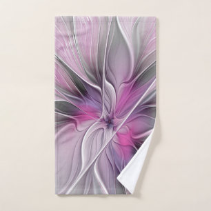 Floral Fractal moderne Fleur Abstraite rose gris