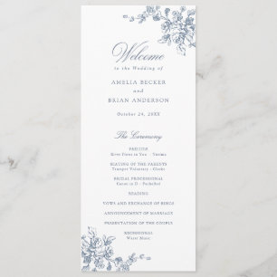 Floral French Toile Vintage Wedding Programme