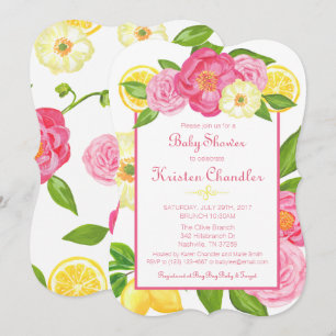 Floral Garden Lemon Girl Invitation Baby shower