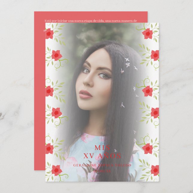 Floral Garland Quinceañera Sophistiqué Photo (Devant / Derrière)