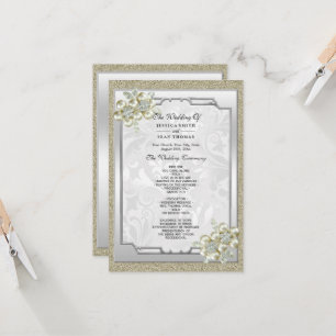 Floral Gem encadré, Gold & Silver Wedding Programm