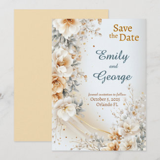 Floral Gold Bliss Enregistrer la date Faire-part d