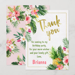 Floral Gold Calligraphie Carte de remerciements d'