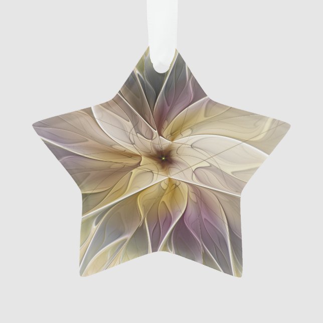 Floral Gold Eggplant Abstrait Fractal Art Star (devant)