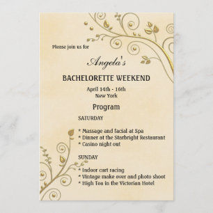 Floral Gold Itinéraire Bachelorette Invitation de 