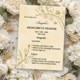 Floral Gold Itinéraire Bachelorette Invitation de 
