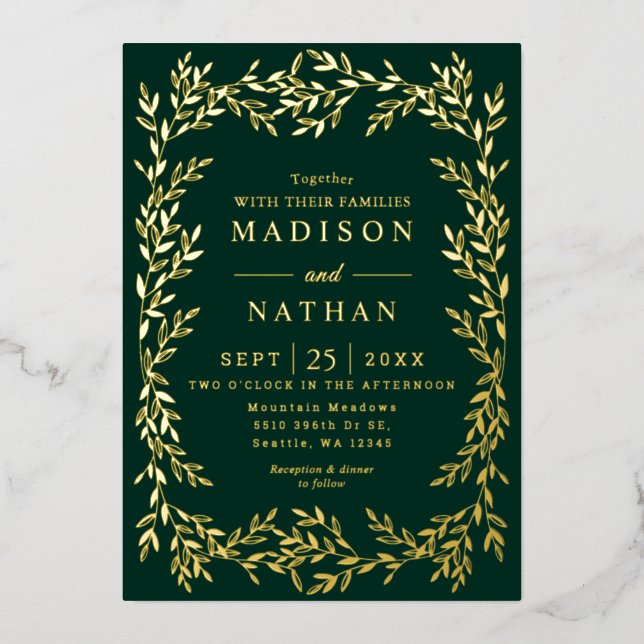 Floral Gold Victorian Mariage Foil Invitation (Recto)