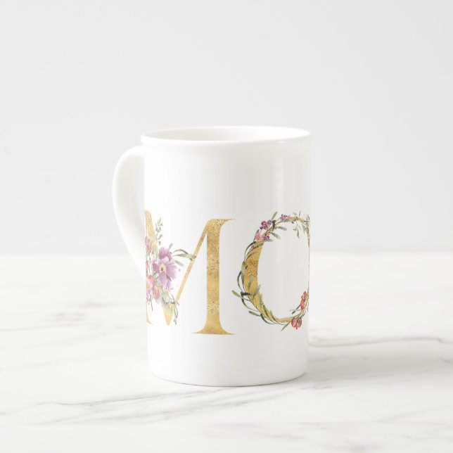 Floral Golden Fancy MOM Tea Mug (Devant gauche)
