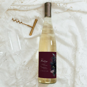 Floral gothique foncé Bourgogne Mariage Étiquette