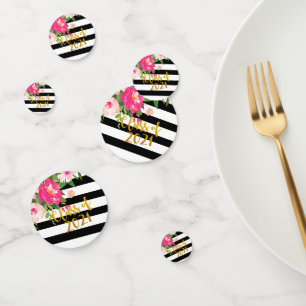 Floral Graduation Confetti - Classe de 2021