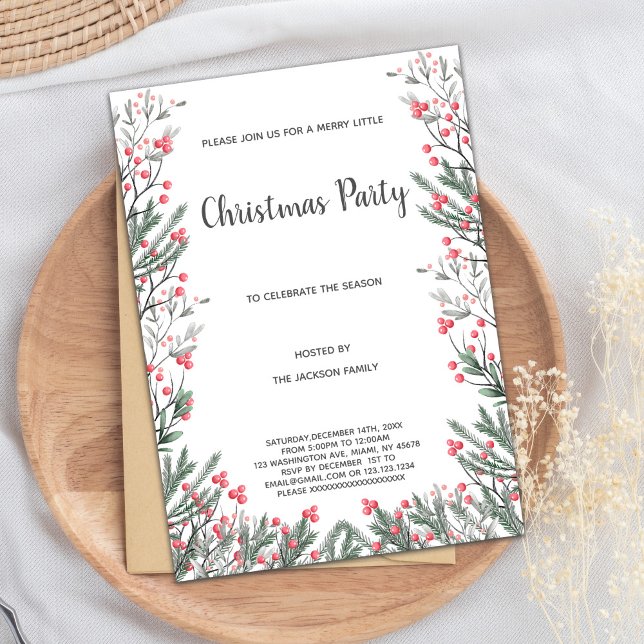Floral Grass Christmas Invitations (Floral Grass Christmas Invitations)
