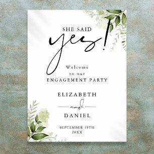 Floral Green Engagement Affiche de bienvenue de la