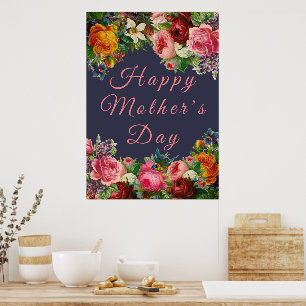 Floral Happy Mother's Day Poster Décoration
