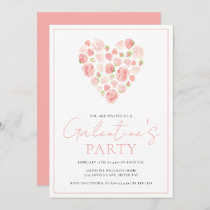 Floral Heart Galentine's Day Party Invitation