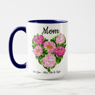 Floral Heart Love You Mom Mug - cadeau de la fête 