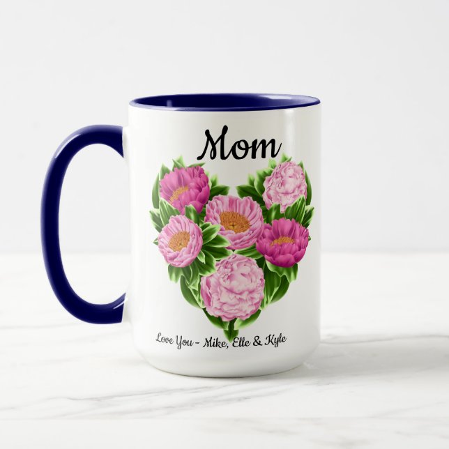 Floral Heart Love You Mom Mug - cadeau de la fête  (Gauche)