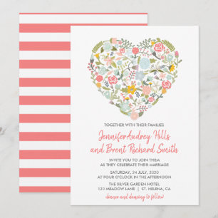 Floral Heart Spring Wedding Invitation