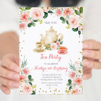 Floral High Tea Party Anniversaire Invitation