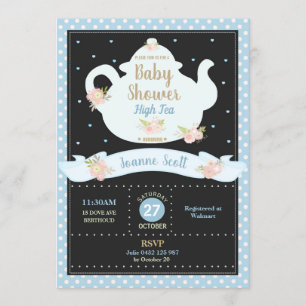 Floral High Tea Party Baby shower Invitation garço