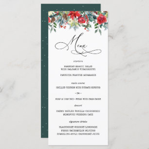 Floral hivernal rustique   Menu Mariage moderne
