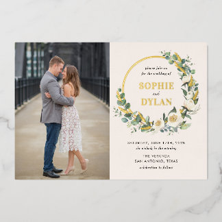 Floral Hoop FOIL Photo Faire-part de mariage