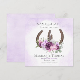 Floral Horseshoes Purple Enregistrer la date