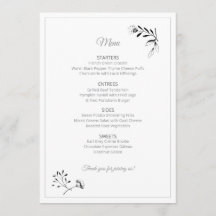 Floral Illustration Menu Card
