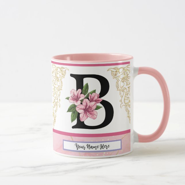 Floral Initial Mug – Letter B Monogram | Personali (Droite)