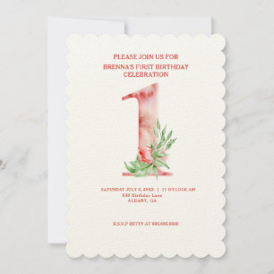 Floral Invitations de premier anniversaire - Aquar