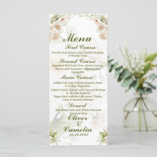 Floral Islamique Vert & Mariage Beige Menu