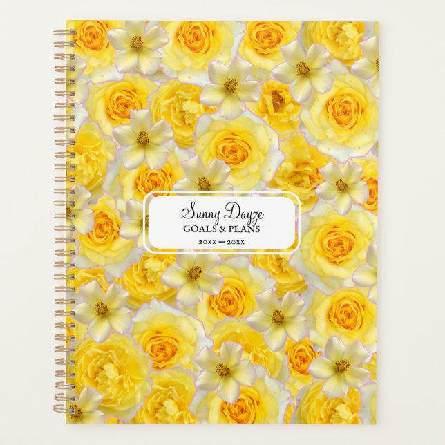 Floral jaune et blanc Fleurs solaires personnalisé (Devant)