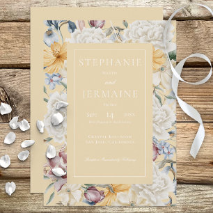 Floral jaune et blanc sur invitation jaune