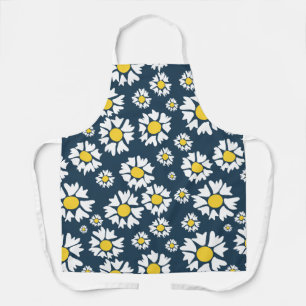 Floral jaune et blanc sur tablier d'impression tou