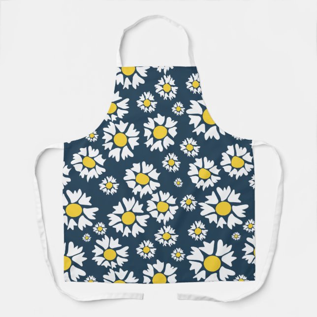 Floral jaune et blanc sur tablier d'impression tou (Recto)