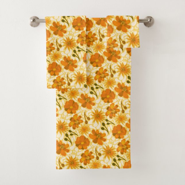 Floral jaune et orange rétro avec les années 70 Vi (En situation)