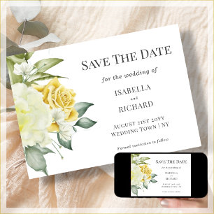Floral jaune Mariage Enregistrer La Carte Date