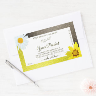 Floral Jaune Parties scintillant Brown Étiquettes
