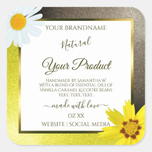Floral Jaune Parties scintillant Brown Étiquettes 