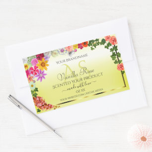 Floral Jaune Produit Étiquettes avec Monogramme