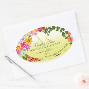 Floral Jaune Produit Étiquettes avec Monogramme