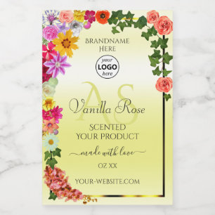 Floral Jaune Produit Étiquettes Monogramme Logo