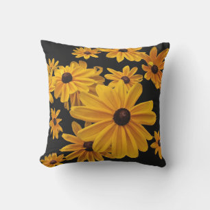 Floral Jaune Rudbeckia Fleurs Coussin extérieur