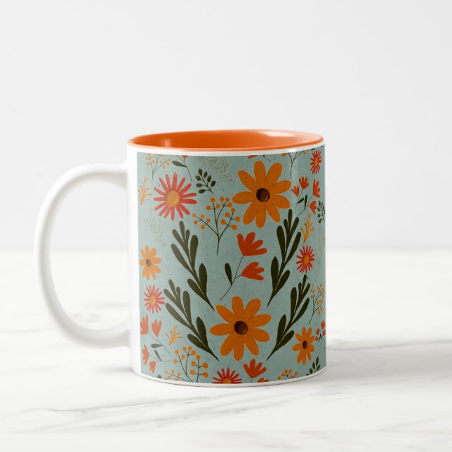 Floral Joli Fleurs colorées Mug (Gauche)