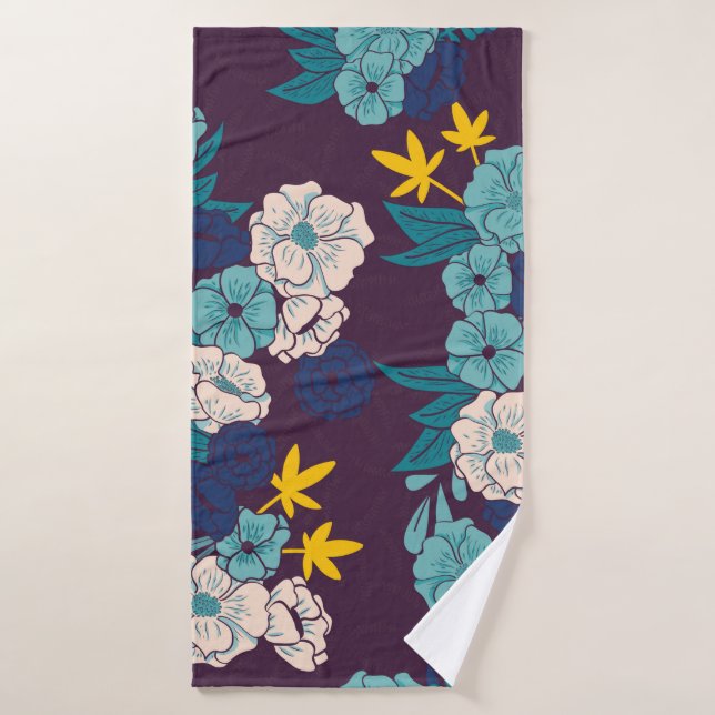 Floral jungle with snakes seamless pattern, tropic (Serviette de bain)
